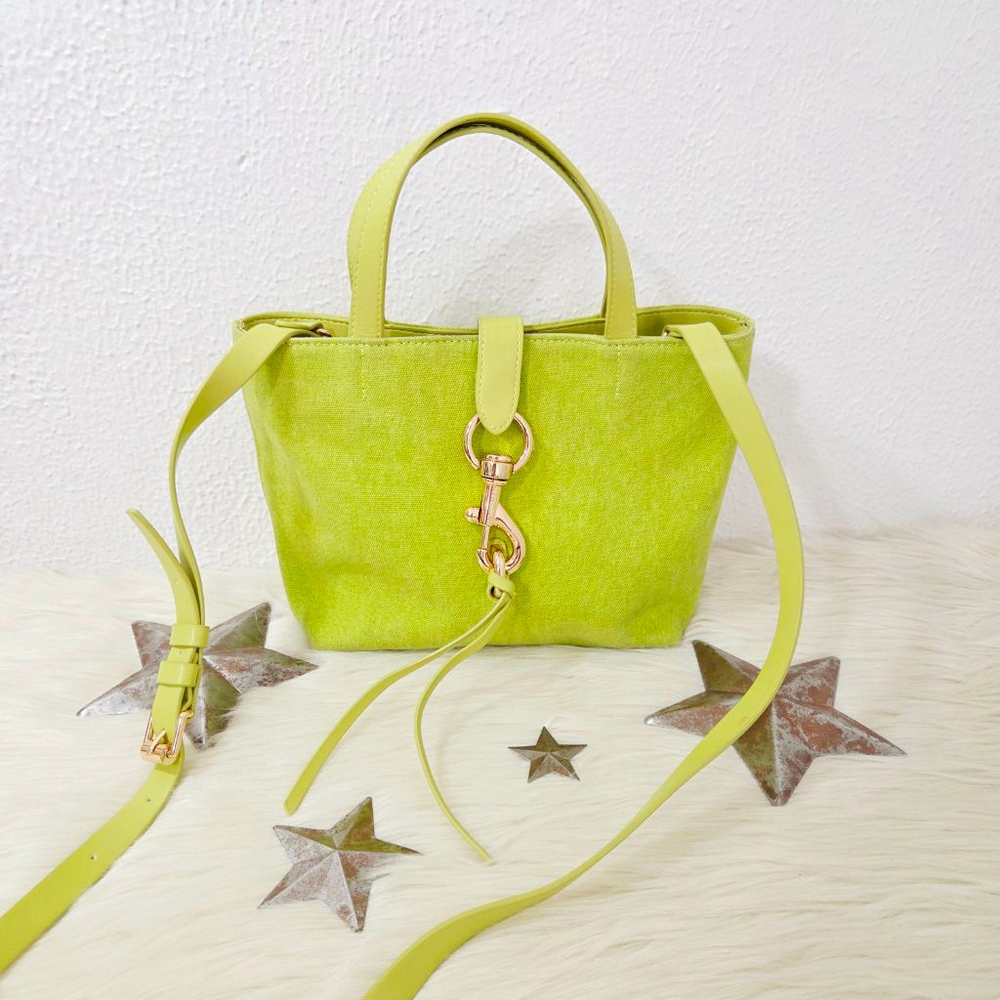 Rebecca Minkoff Megan Mini Tote Crossbody Bag Chartreuse lime green - Picture 1 of 9